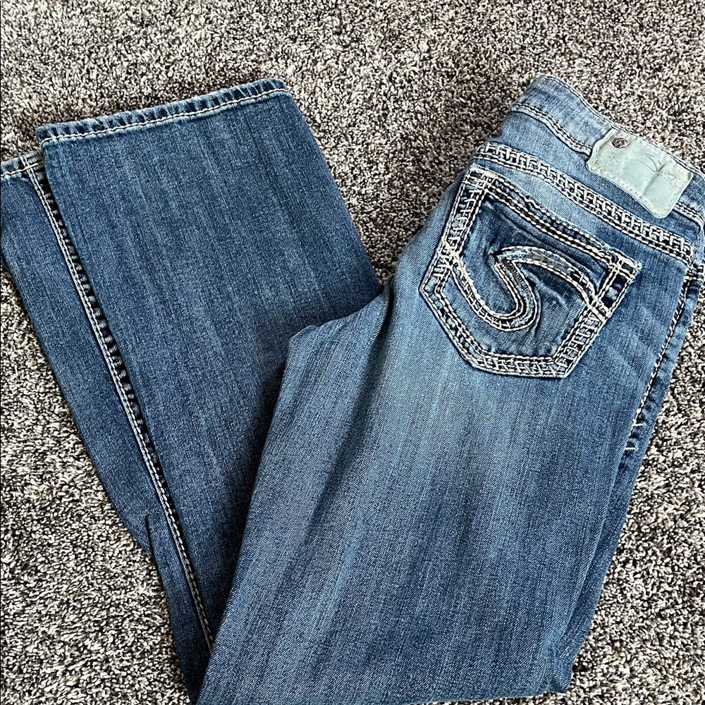 Silver Aiko Boot Cut Distressed Bootcut Western Jeans